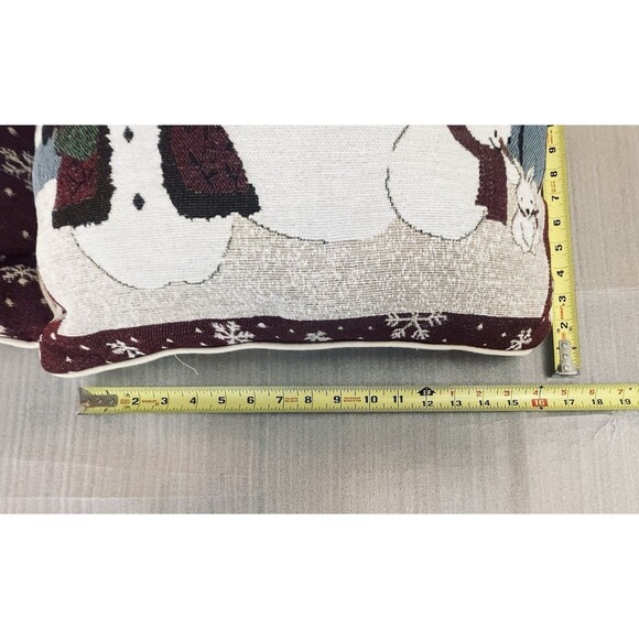 VTG Snowman Tapestry Throw Pillows 16x16 Lot of 2 Winter Christmas Holiday Decor - Picture 6 of 11